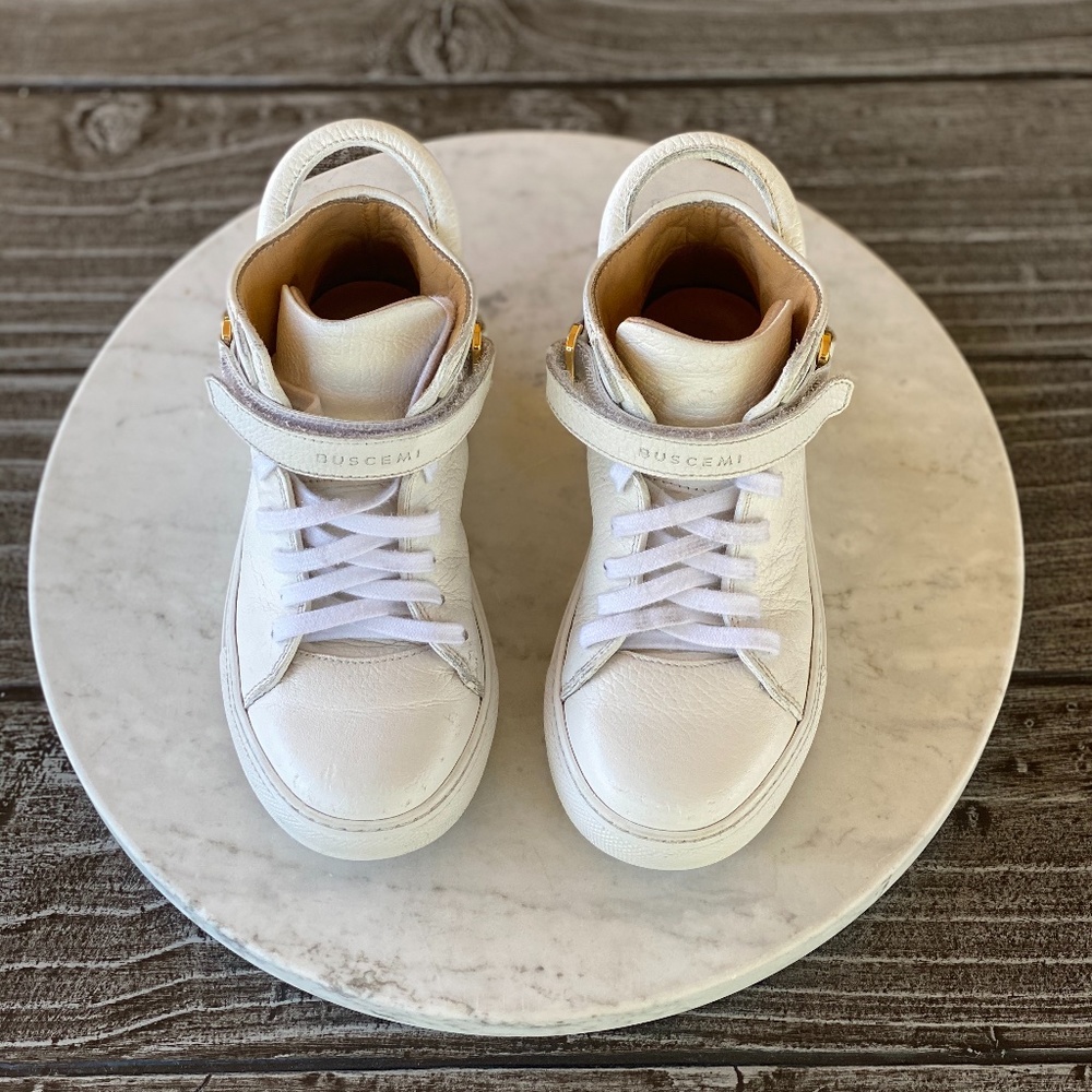 Kids Unisex 100MM WHITE High Top Sneakers Italian - Picture 3 of 7